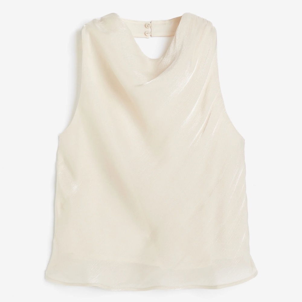 NEW Women’s H&M Elegant Light Beige Shimmer Satin Halter Top
